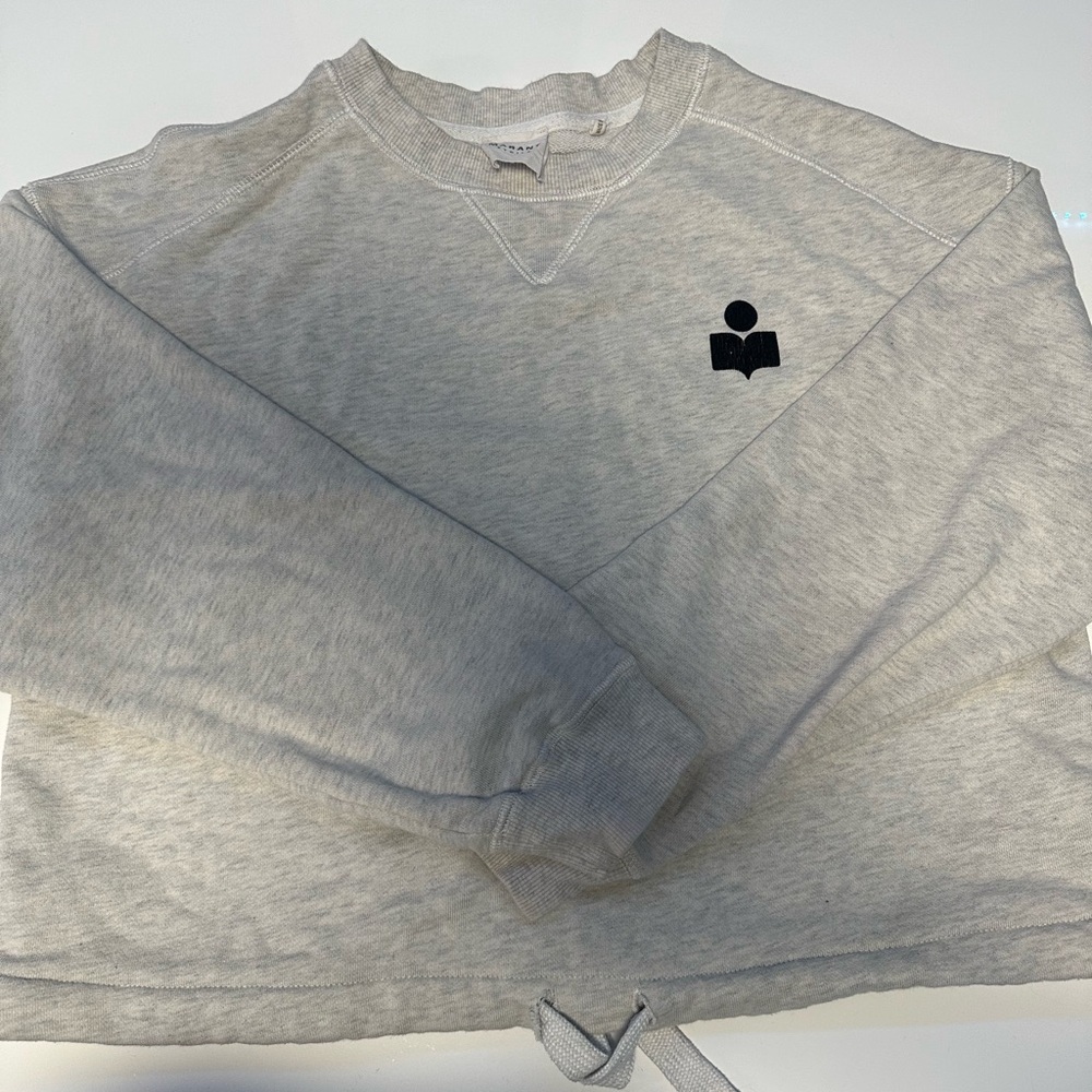 Marant Etoile Gray Oversized Crewneck Crop Sweatshirt Size 34 fits like US S-M